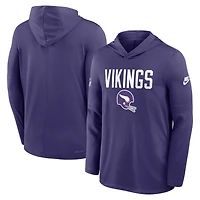 Sweat à capuche manches longues Nike Violet Minnesota Vikings Sideline Pass Accuracy Dri-FIT pour homme