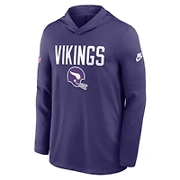 Sweat à capuche manches longues Nike Violet Minnesota Vikings Sideline Pass Accuracy Dri-FIT pour homme