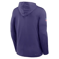 Sweat à capuche manches longues Nike Violet Minnesota Vikings Sideline Pass Accuracy Dri-FIT pour homme