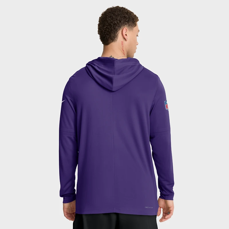 T-shirt à capuche manches longues Nike Pure Fury Dri-FIT violet Minnesota Vikings pour homme