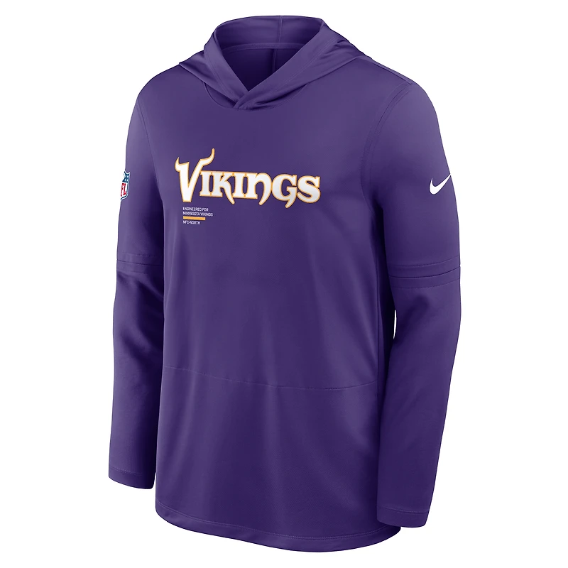 T-shirt à capuche manches longues Nike Pure Fury Dri-FIT violet Minnesota Vikings pour homme