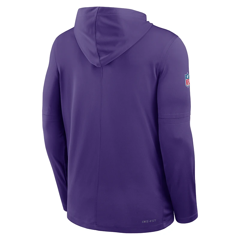 T-shirt à capuche manches longues Nike Pure Fury Dri-FIT violet Minnesota Vikings pour homme