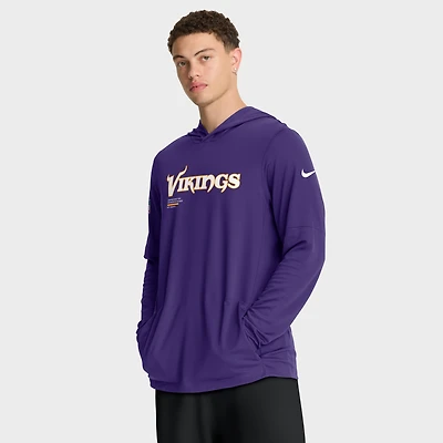 T-shirt à capuche manches longues Nike Pure Fury Dri-FIT violet Minnesota Vikings pour homme