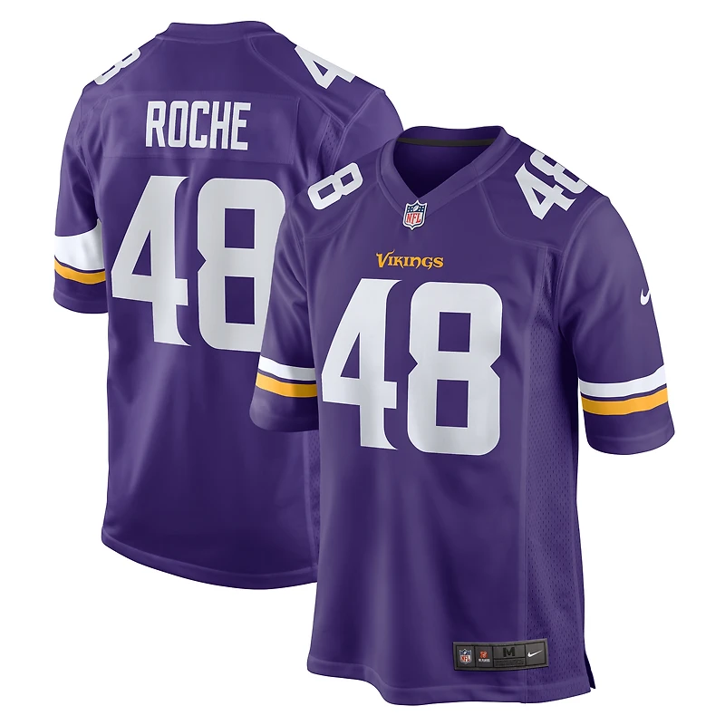 Maillot de match l'équipe Nike Quincy Roche violet Minnesota Vikings pour hommes
