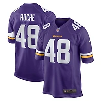 Maillot de match l'équipe Nike Quincy Roche violet Minnesota Vikings pour hommes
