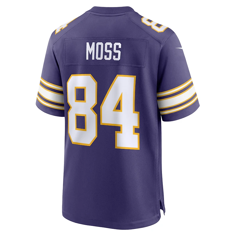 Maillot de match classique joueur retraité Nike Randy Moss violet des Minnesota Vikings pour hommes