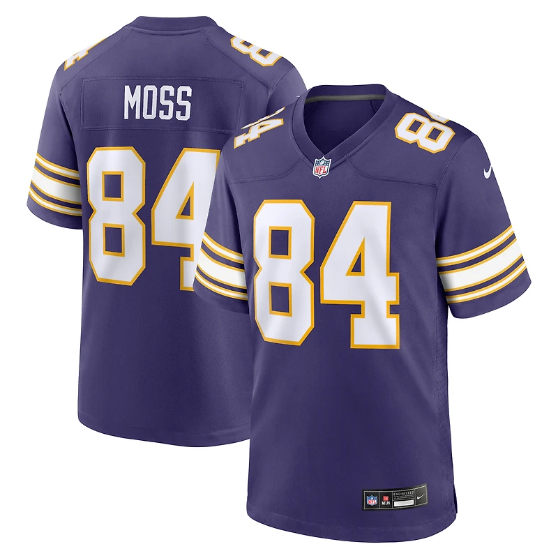 Maillot de match classique joueur retraité Nike Randy Moss violet des Minnesota Vikings pour hommes