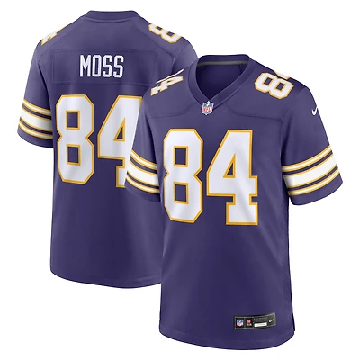 Maillot de match classique joueur retraité Nike Randy Moss violet des Minnesota Vikings pour hommes