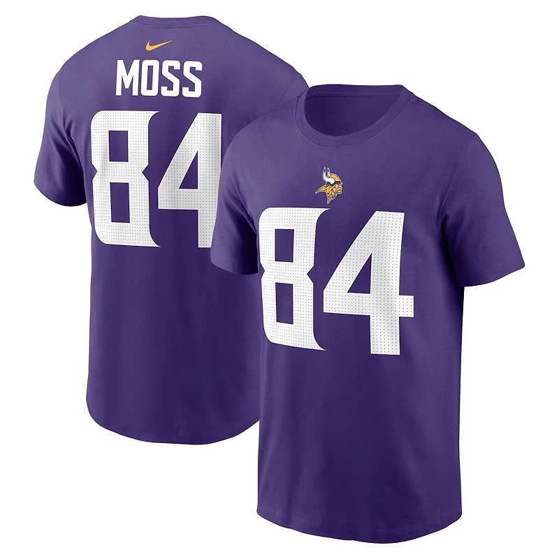 T-shirt Nike pour homme, violet, avec le nom et numéro retirés de Randy Moss, Minnesota Vikings