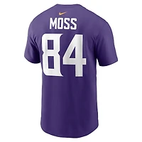 T-shirt Nike pour homme avec nom et numéro de joueur retraité des Minnesota Vikings, violet, Randy Moss