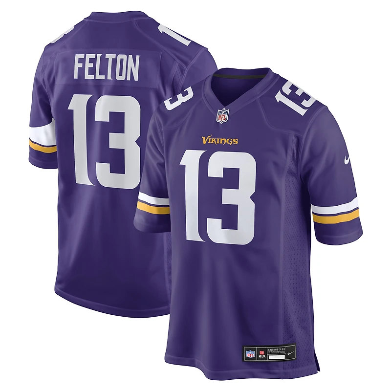 Men's Nike Tai Felton  Purple Minnesota Vikings Team Game Jersey