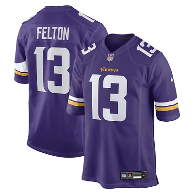 Men's Nike Tai Felton  Purple Minnesota Vikings Team Game Jersey