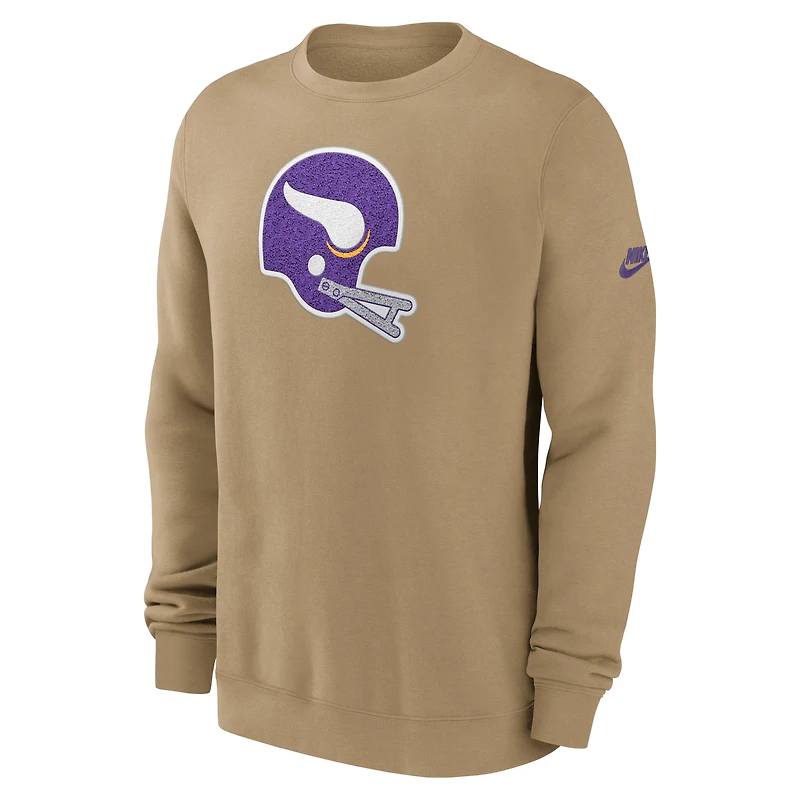 Men's Nike Tan Minnesota Vikings Swing Pass Rewind Club Pullover Sweatshirt