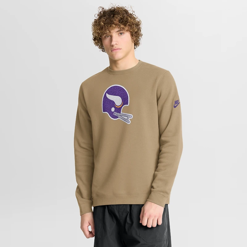 Men's Nike Tan Minnesota Vikings Swing Pass Rewind Club Pullover Sweatshirt