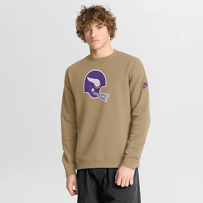 Men's Nike Tan Minnesota Vikings Swing Pass Rewind Club Pullover Sweatshirt