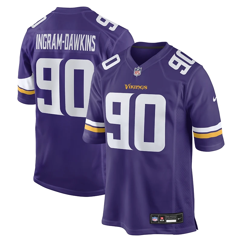 Maillot Nike Tyrion Ingram-Dawkins violet pour homme des Vikings du Minnesota
