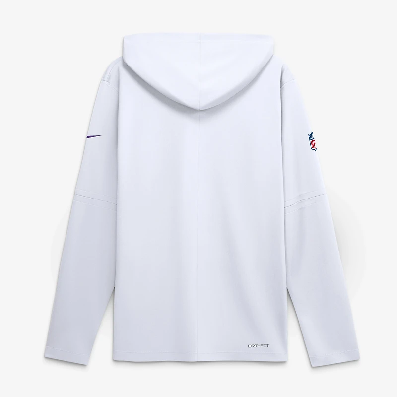 T-shirt à manches longues et capuche Nike blanc Minnesota Vikings Sideline Dri-FIT pour homme