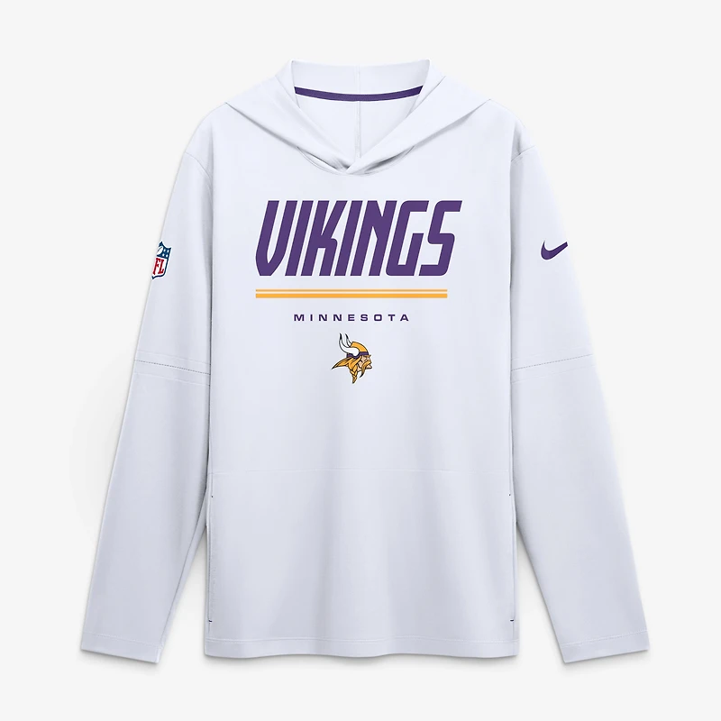 Men's Nike White Minnesota Vikings Sideline Dri-FIT Hooded Long Sleeve T-Shirt