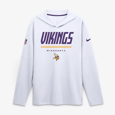 Men's Nike White Minnesota Vikings Sideline Dri-FIT Hooded Long Sleeve T-Shirt