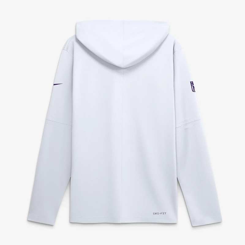 Men's Nike White Minnesota Vikings Sideline Dri-FIT Long Sleeve Hooded T-Shirt
