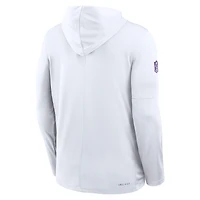 T-shirt à capuche et manches longues Nike Dri-FIT blanc pour homme, Minnesota Vikings, option ligne de touche