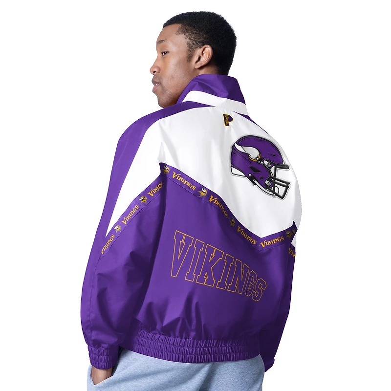 Veste légère à fermeture éclair intégrale Pro Player blanche/violette Minnesota Vikings Tape II pour homme