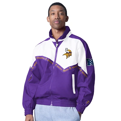 Veste légère à fermeture éclair intégrale Pro Player blanche/violette Minnesota Vikings Tape II pour homme