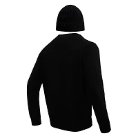 Men's Pro Standard Black Minnesota Vikings Crewneck Pullover Sweater & Cuffed Knit Hat Box Gift Set