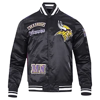 Men's Pro Standard Black Minnesota Vikings Sublimated Satin Full-Snap Jacket