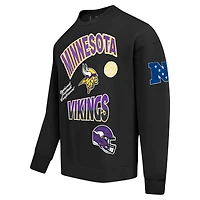 Men's Pro Standard Black Minnesota Vikings Turn It Up Drop Shoulder Pullover Sweatshirt