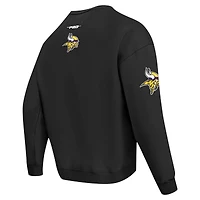 Men's Pro Standard Black Minnesota Vikings Turn It Up Drop Shoulder Pullover Sweatshirt