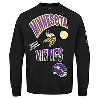Men's Pro Standard Black Minnesota Vikings Turn It Up Drop Shoulder Pullover Sweatshirt