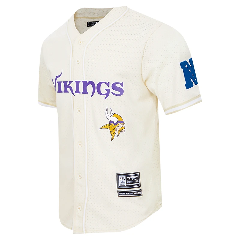 Chemise boutonnée rétro classique en maille Pro Standard crème pour hommes des Vikings du Minnesota