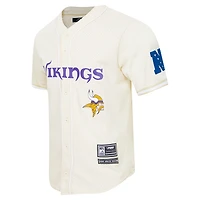 Chemise boutonnée rétro classique en maille Pro Standard crème pour hommes des Vikings du Minnesota