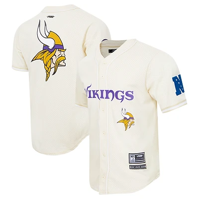 Chemise boutonnée rétro classique en maille Pro Standard crème pour hommes des Vikings du Minnesota