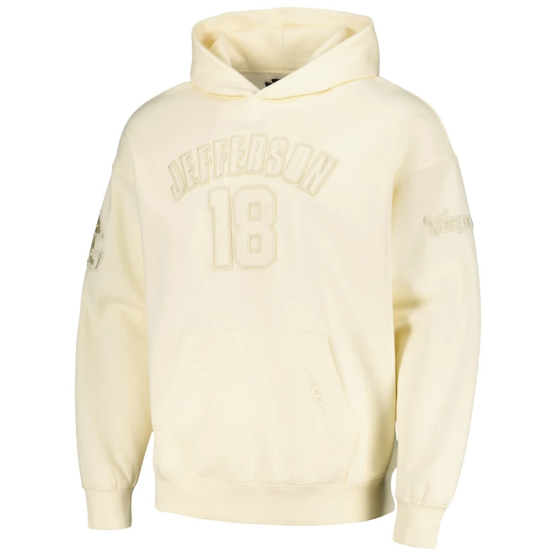 Sweat à capuche Pro Standard pour hommes Justin Jefferson crème Minnesota Vikings nom et numéro du joueur