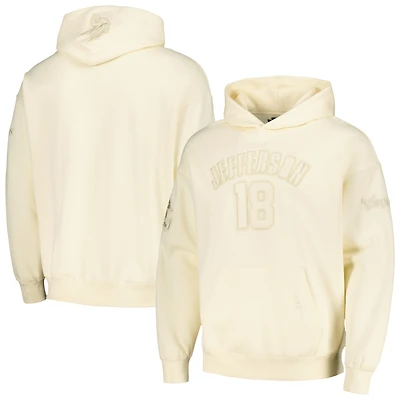 Sweat à capuche Pro Standard pour hommes Justin Jefferson crème Minnesota Vikings nom et numéro du joueur