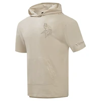 Men's Pro Standard Tan Minnesota Vikings Neutrals Capsule Short Sleeve Pullover Hoodie