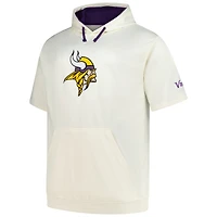 Sweat à capuche manches courtes pour homme avec imprimé et logo des Vikings du Minnesota, profil Oatmeal