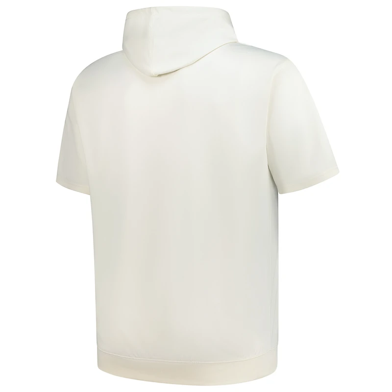 Sweat à capuche manches courtes pour homme avec imprimé et logo des Vikings du Minnesota, profil Oatmeal