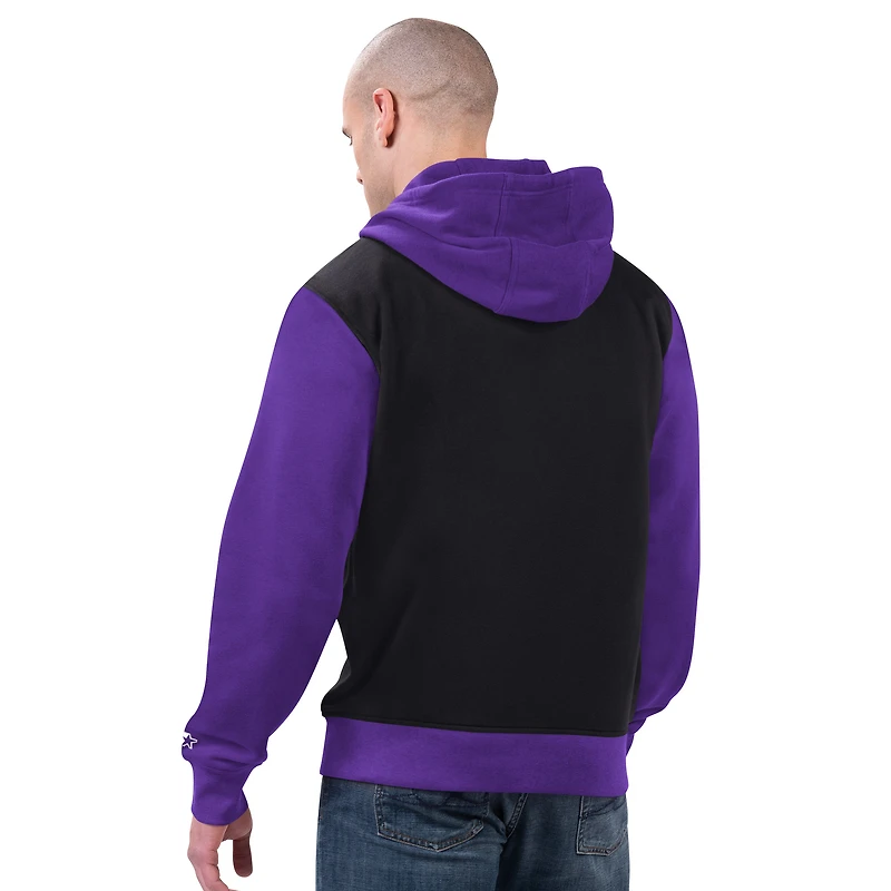 Men's Starter Black/Purple Minnesota Vikings Thursday Night Gridiron Full-Zip Hoodie