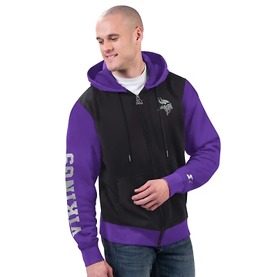 Men's Starter Black/Purple Minnesota Vikings Thursday Night Gridiron Full-Zip Hoodie