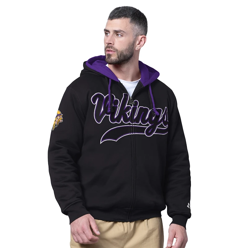 Sweat à capuche zippé double Big Shot Starter Black pour homme des Minnesota Vikings