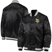 Veste Starter noire Minnesota Vikings Locker Room Satin Varsity Full-Snap pour homme