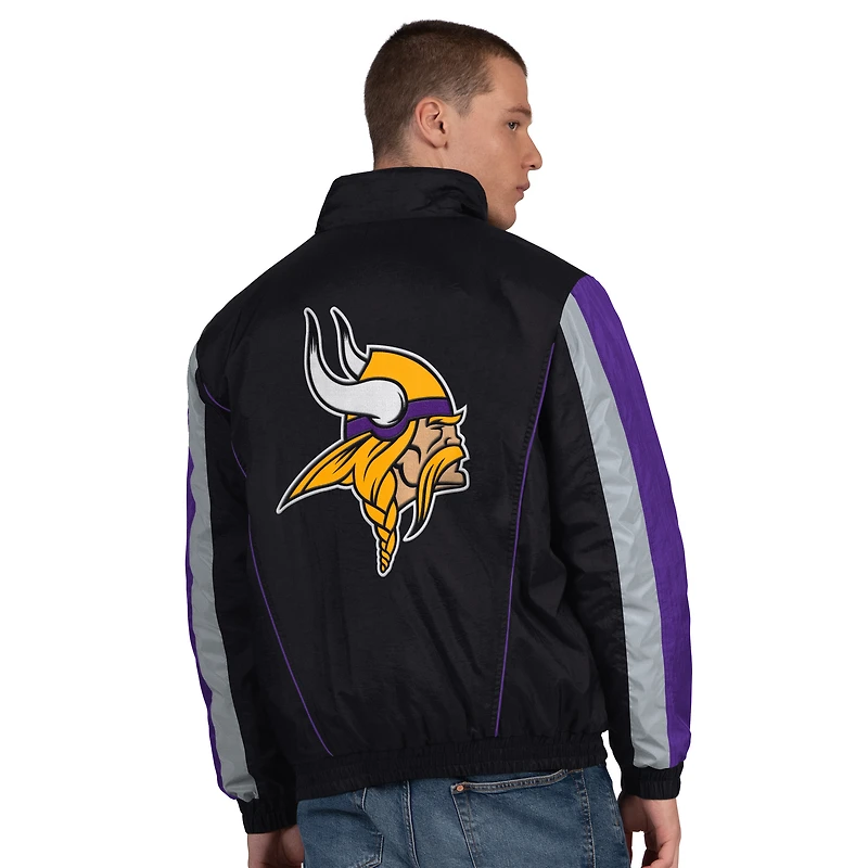 Men's Starter Black Minnesota Vikings Thursday Night Gridiron Half-Zip Jacket