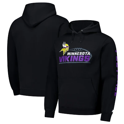 Sweat à capuche vintage noir pour homme des Minnesota Vikings
