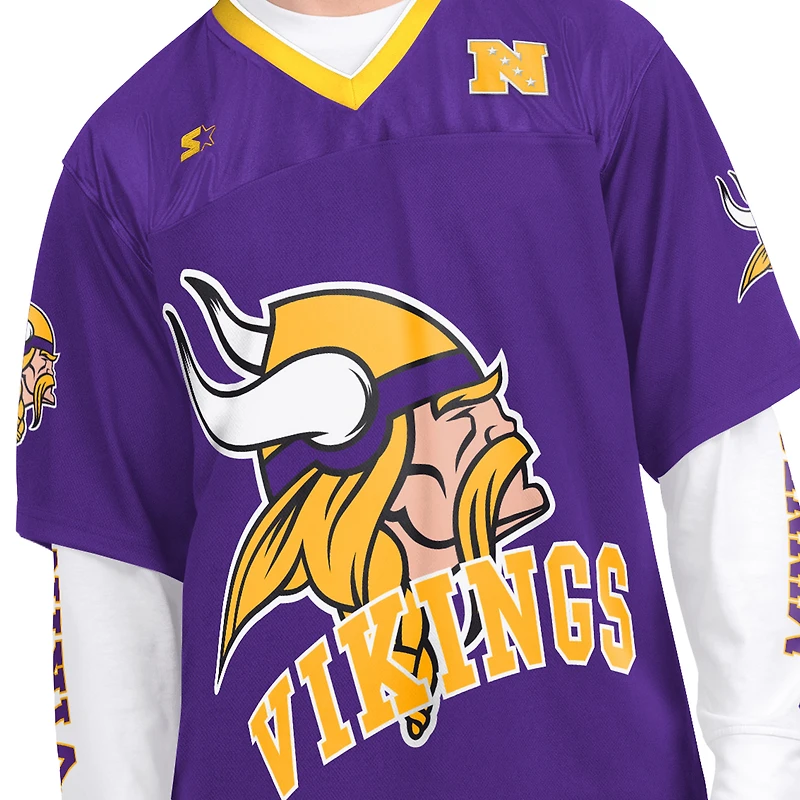 Pack de t-shirts à manches courtes et longues Starter pour homme, violet blanc, Minnesota Vikings