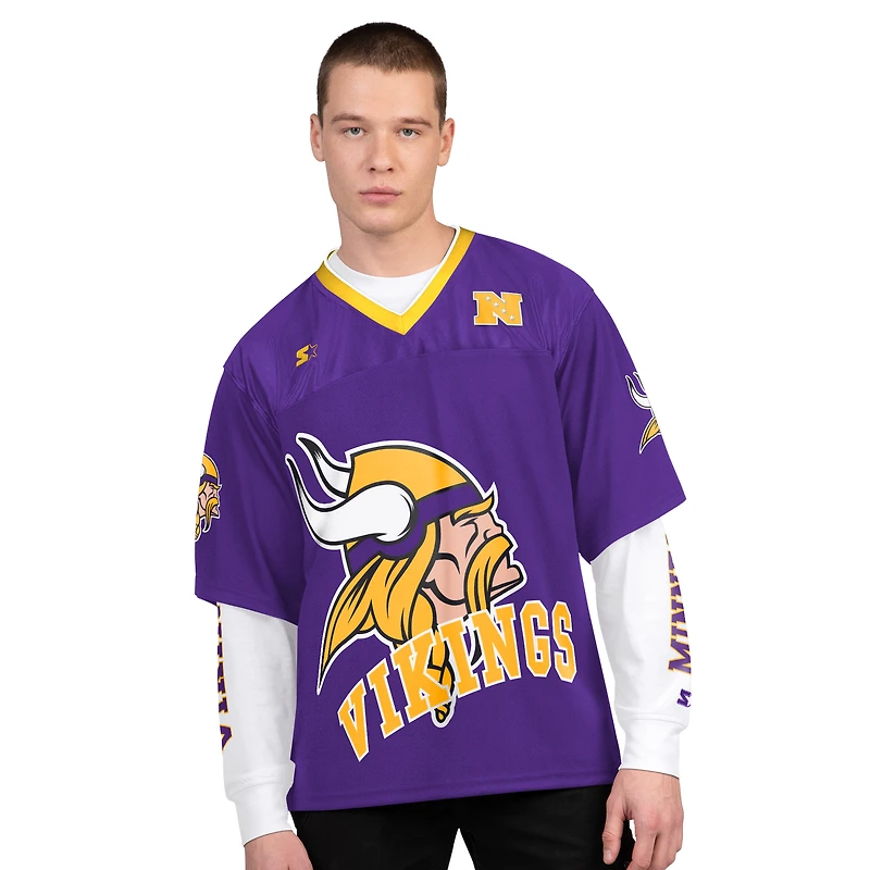 Pack de t-shirts à manches courtes et longues Starter pour homme, violet blanc, Minnesota Vikings