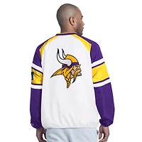 Men's Starter  White Minnesota Vikings Infield Play Raglan Pullover Jacket