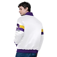 Veste blanche à boutons-pression triple option en satin pour homme des Vikings du Minnesota